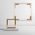 Lámpara de mesa LED de latón con base de mármol Made in Italy - Quizza