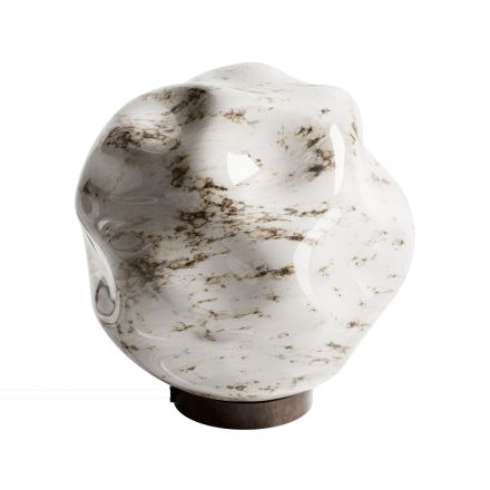 Lámpara de mesa de latón oscuro y cristal de piedra Made in Italy - Bottega viadurini