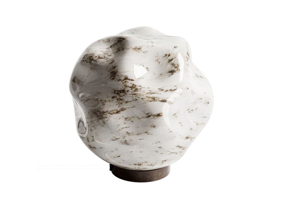 Lámpara de mesa de latón oscuro y cristal de piedra Made in Italy - Bottega viadurini