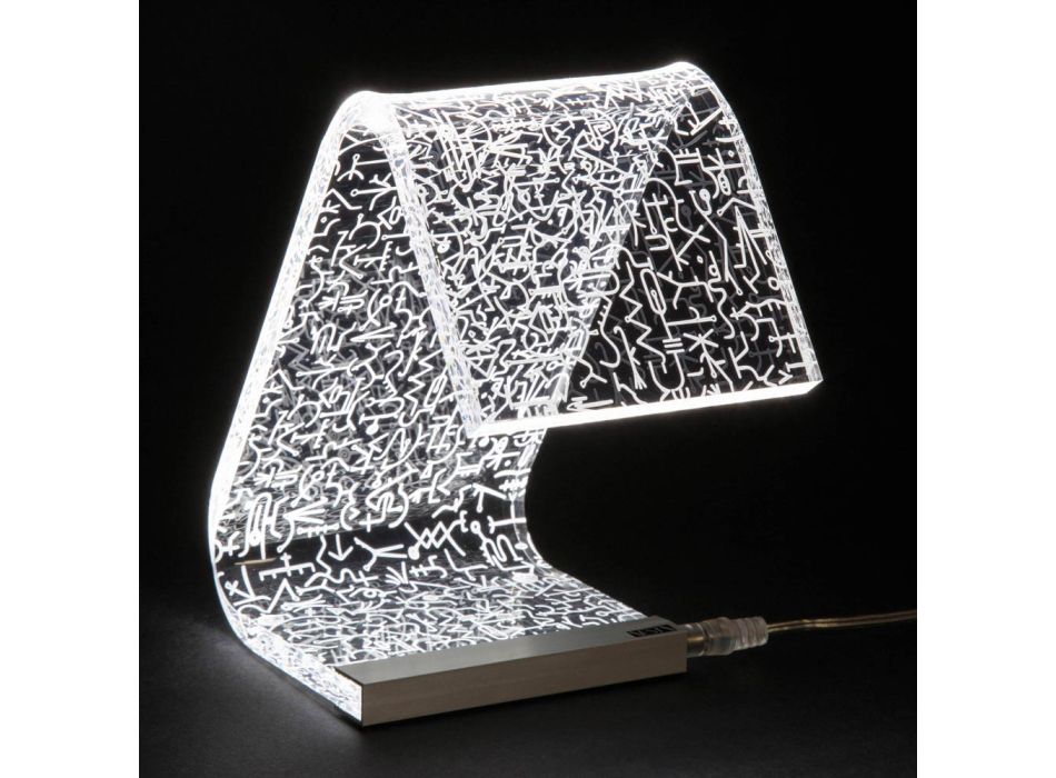 Lámpara de sobremesa Led Crystal Acrílico Doblado Laser Decor - Possett viadurini