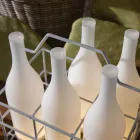 Lámpara de mesa LED en vidrio esmerilado blanco de diseño moderno - Botella viadurini