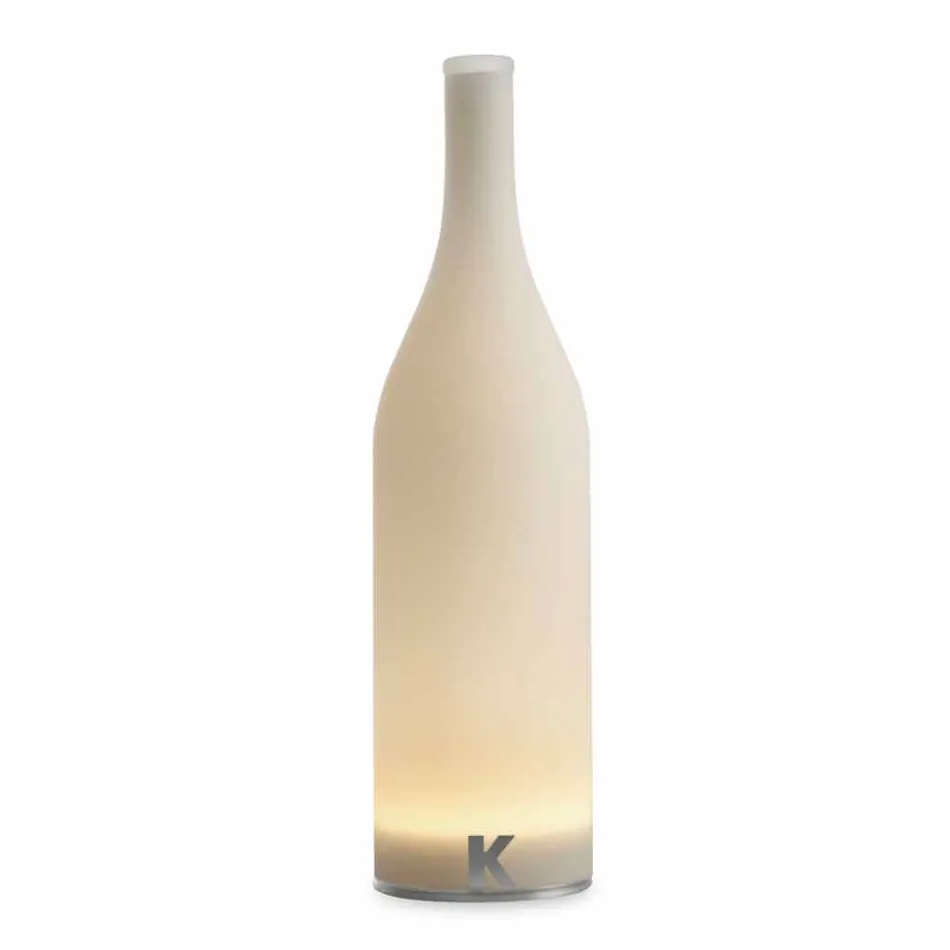 Lámpara de mesa LED en vidrio esmerilado blanco de diseño moderno - Botella viadurini