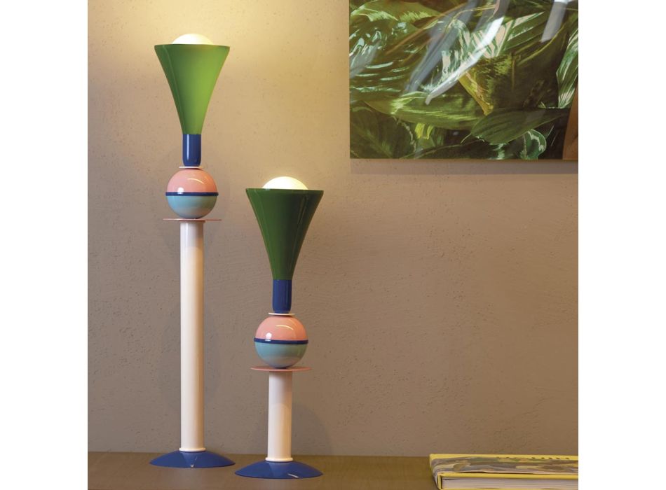 Lámpara de sobremesa Slide Carmen de aluminio multicolor, made in Italy viadurini