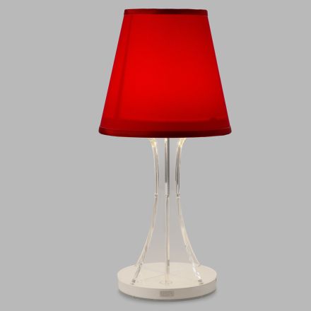 Lámpara de mesa recargable en acrílico y pantalla de tela - Raviolino viadurini