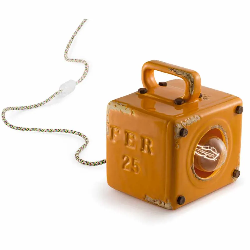 estilo industrial lámpara de mesa de cerámica y hierro Valerie viadurini