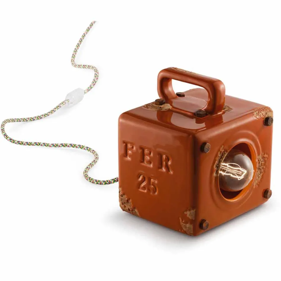 estilo industrial lámpara de mesa de cerámica y hierro Valerie viadurini