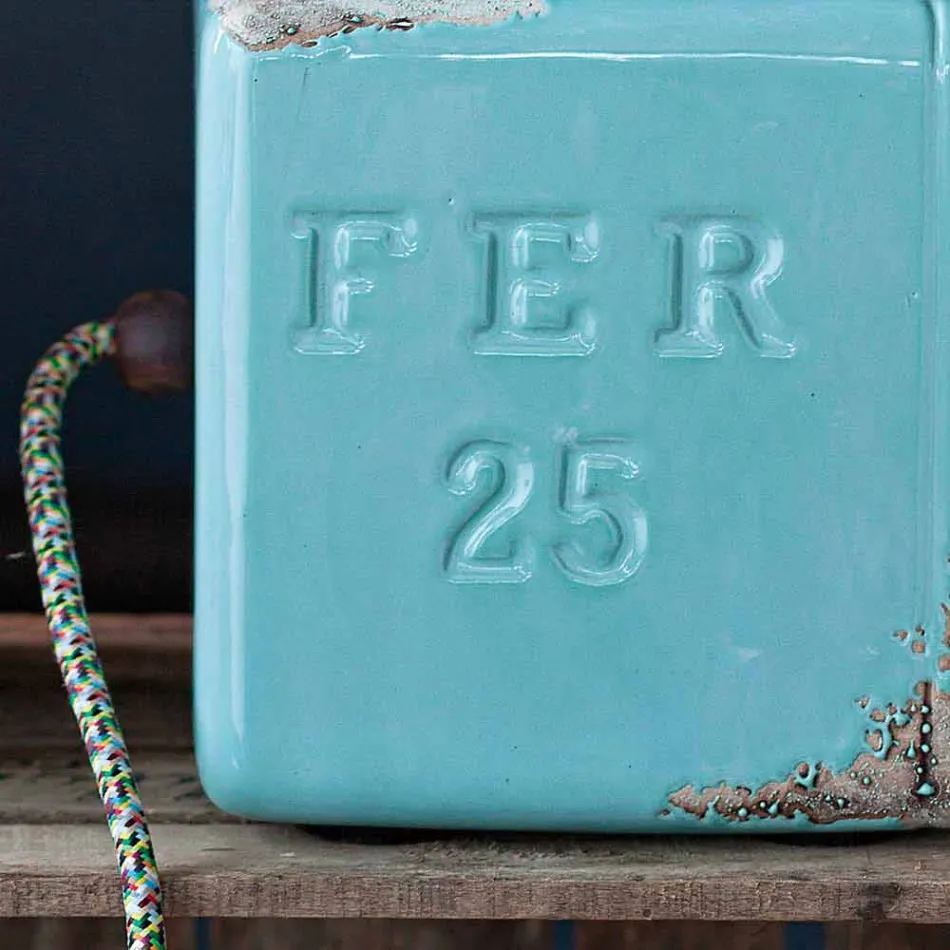 estilo industrial lámpara de mesa de cerámica y hierro Valerie viadurini