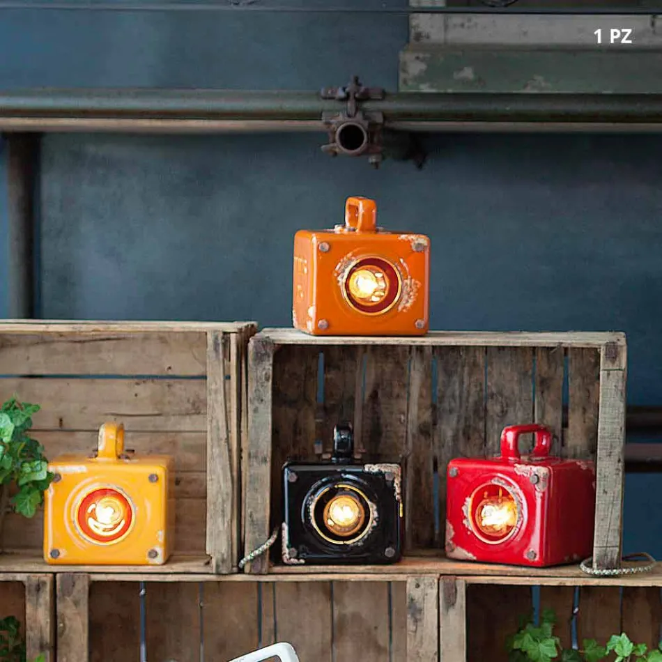 estilo industrial lámpara de mesa de cerámica y hierro Valerie viadurini