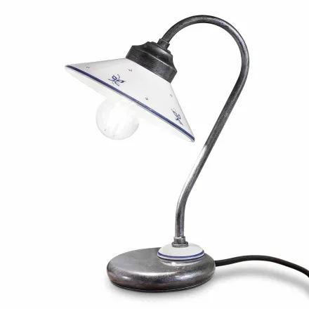 Lámpara de mesa estilo vintage en cerámica pintada a mano y hierro - Asti viadurini