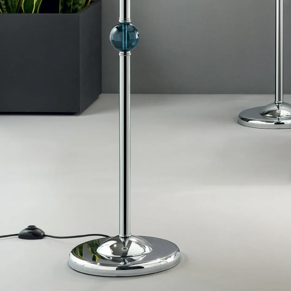 Lámpara de Pie Clásica en Vidrio Artesanal Italiano y Pantalla - Memore viadurini