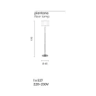 Lámpara de Pie Clásica en Vidrio Artesanal Italiano y Pantalla - Memore viadurini