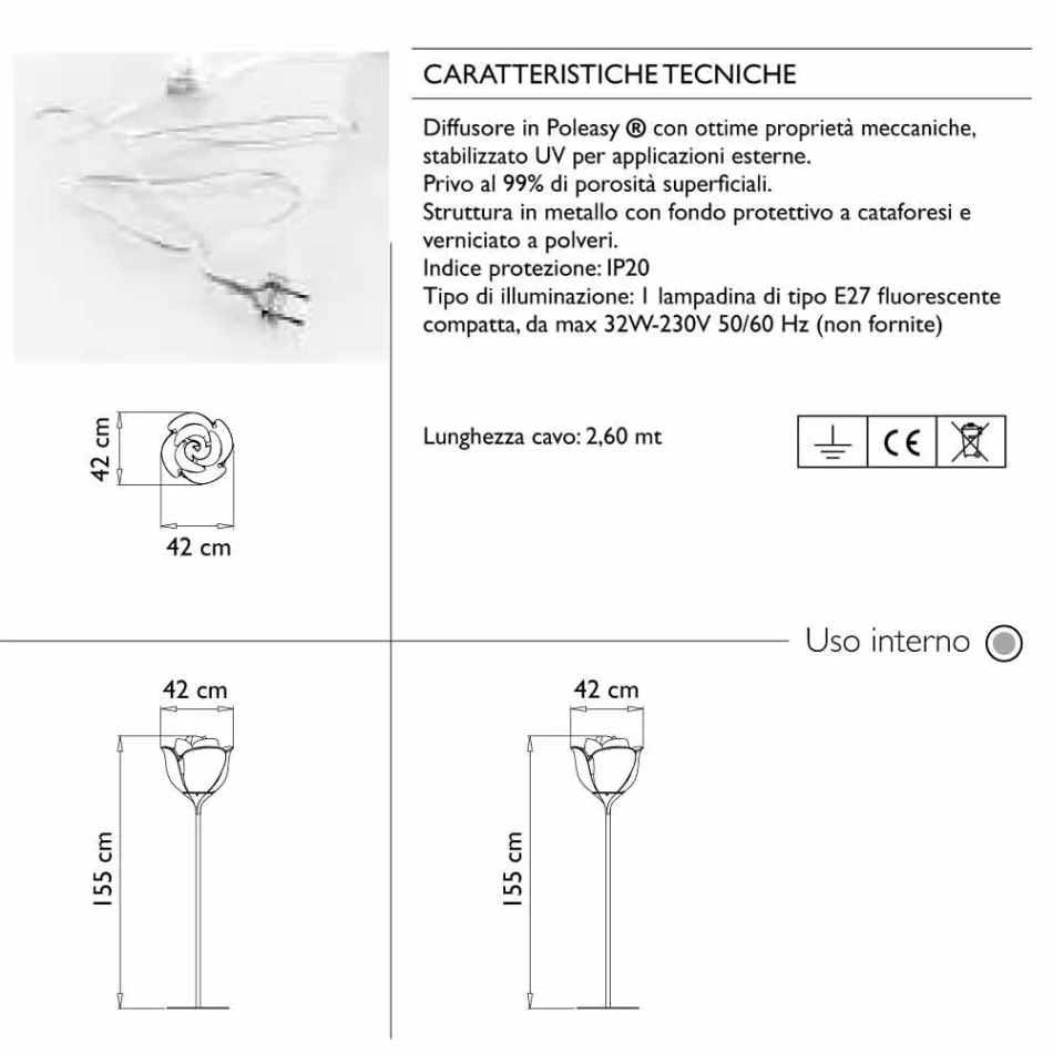 Lámpara de pie con diseño de flores de plástico para interiores - Baby Love de Myyour viadurini