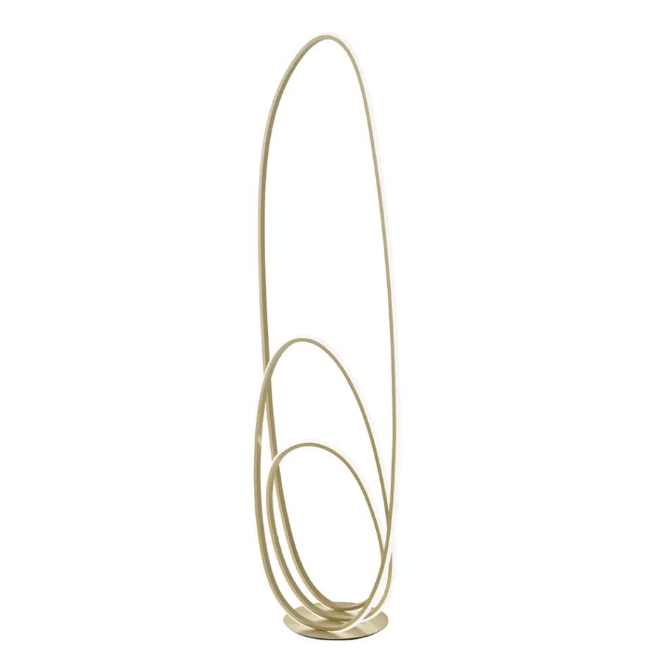 Lámpara de Pie de Diseño en Metal Pintado Acabado Dorado con LED - Simea viadurini
