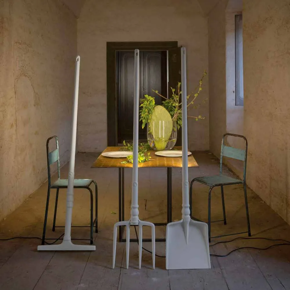 Lámpara de Pie Exterior en Tecnopolímero Blanco Diseño de 3 Formas - Herramientas viadurini