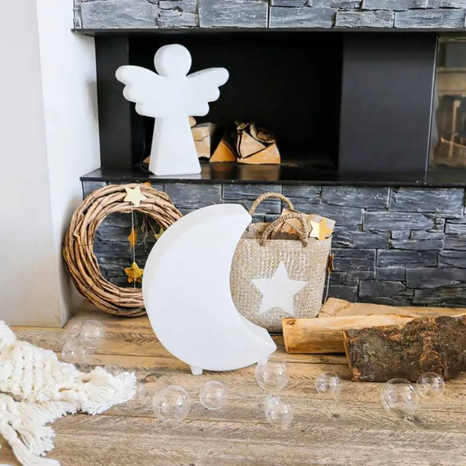 Lámpara de pie en forma de luna en plástico 2 tamaños de diseño moderno - Lunastar viadurini