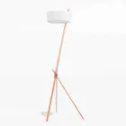 Lámpara de pie en madera y metal con detalles en piel vegana - Avetta viadurini