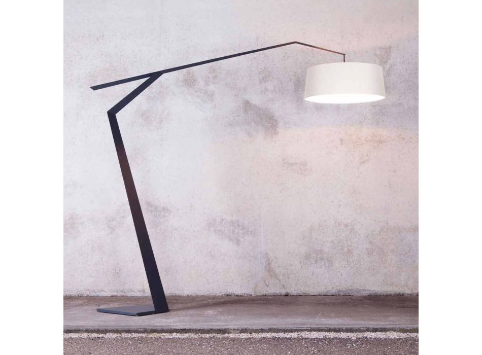 Lámpara de pie de metal con pantalla de tela Made in Italy - Domino viadurini