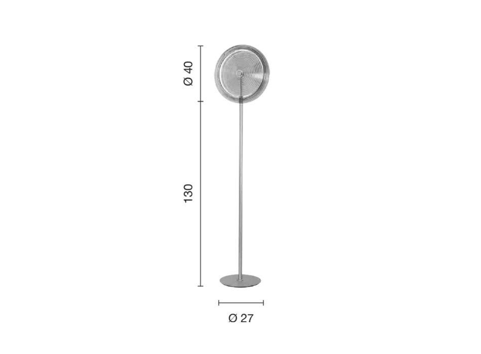Lámpara de Pie en Metal y Vidrio Decorada con Líneas Concéntricas - Hackberry viadurini