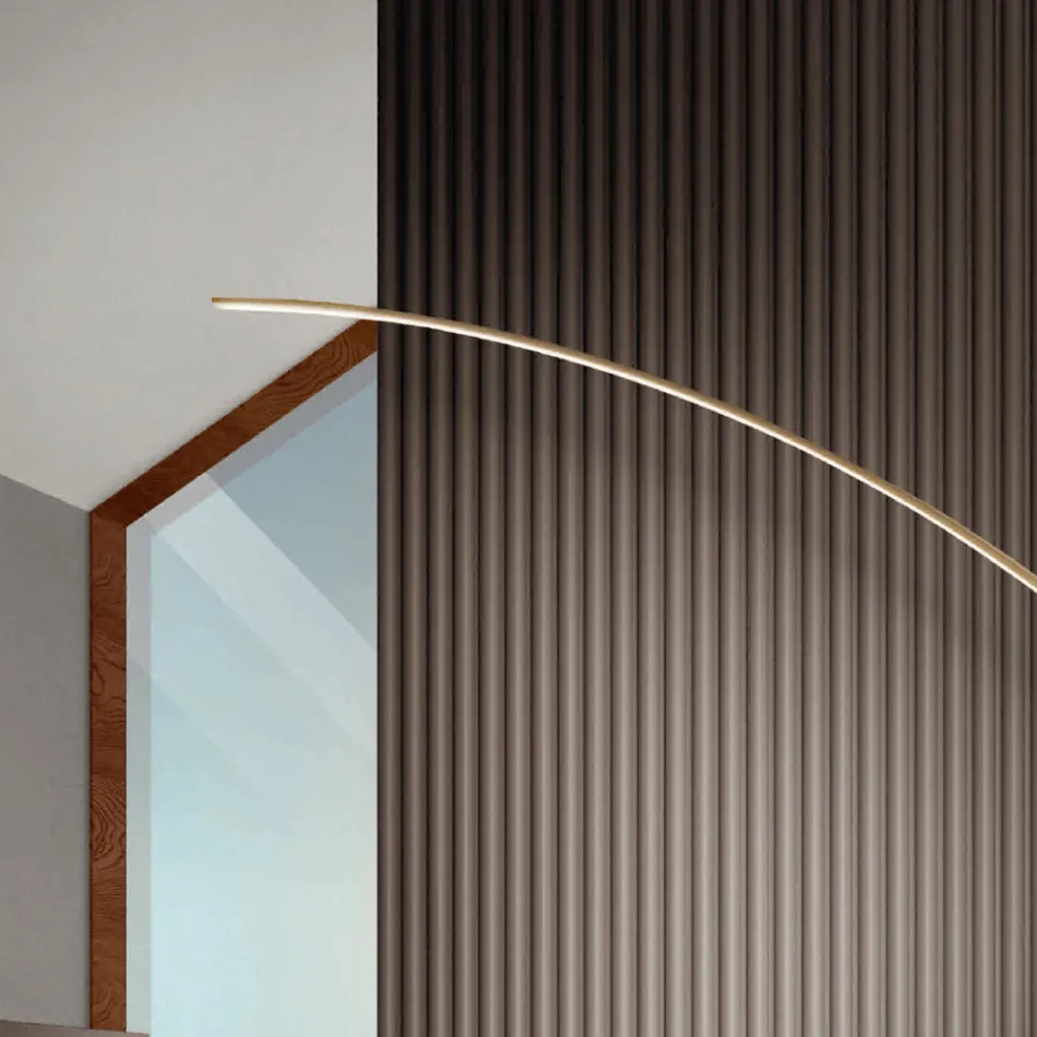 Lámpara de Pie en Metal Pintado en Diferentes Colores y LED Regulable - Arce viadurini