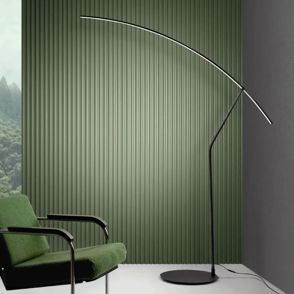 Lámpara de Pie en Metal Pintado en Diferentes Colores y LED Regulable - Arce viadurini