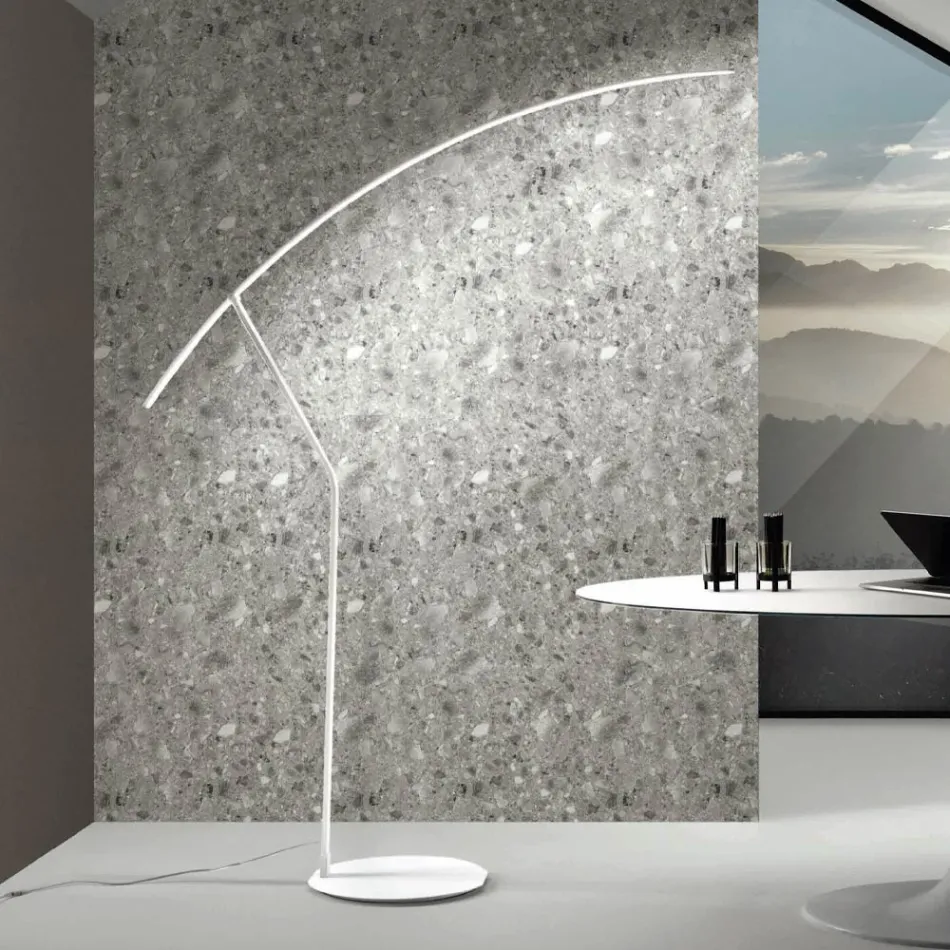 Lámpara de Pie en Metal Pintado en Diferentes Colores y LED Regulable - Arce viadurini