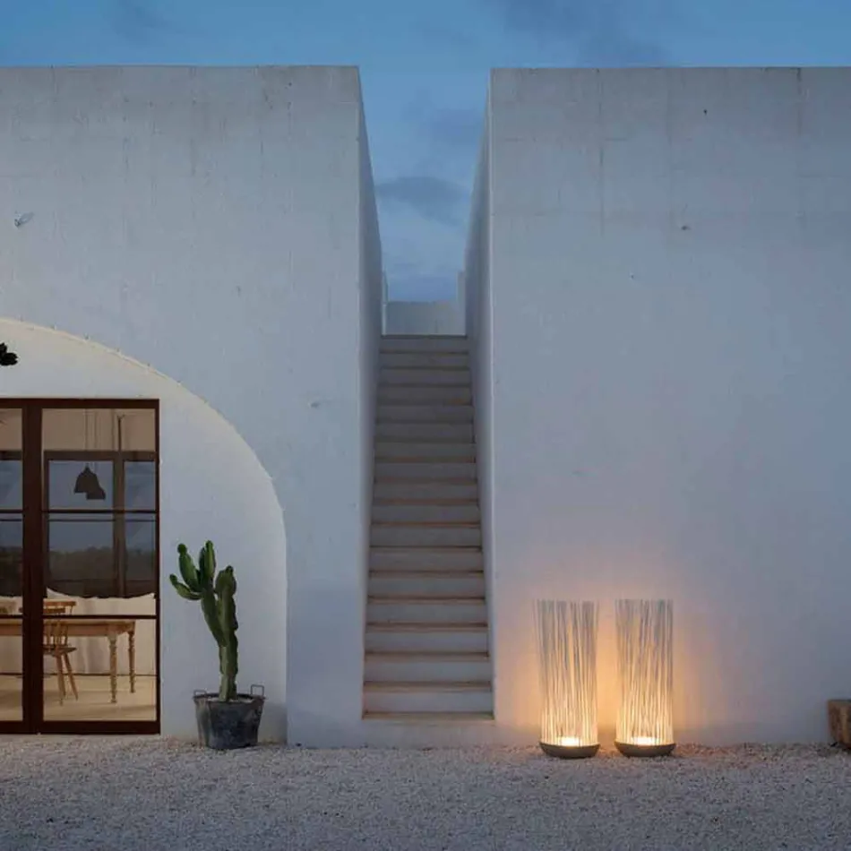 Lámpara de Pie Led en Tecnopolímero Gris y Varillas de Pvc Blanco - Touch viadurini