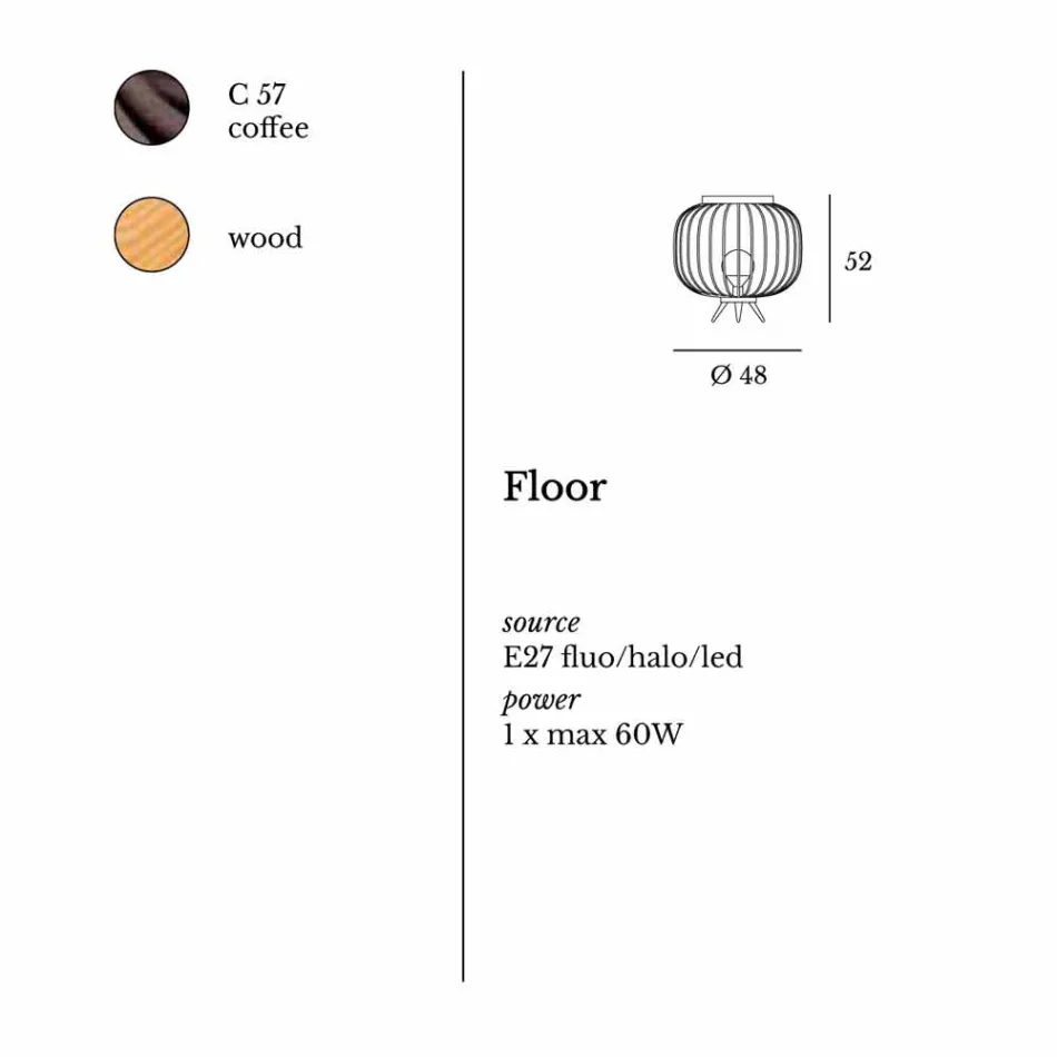 de diseño de acero suelo Contemporary lámpara Ø48xh.52 cm Leira viadurini