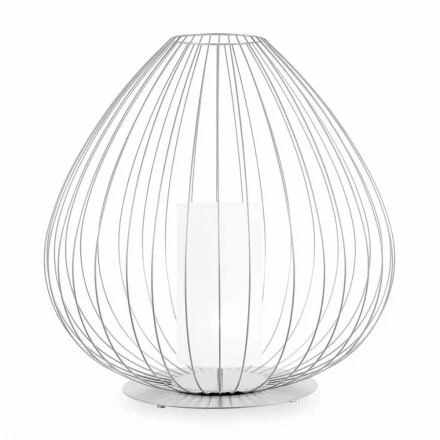 Lámpara de pie o de soporte en alambre metálico blanco o bronce - Linterna viadurini