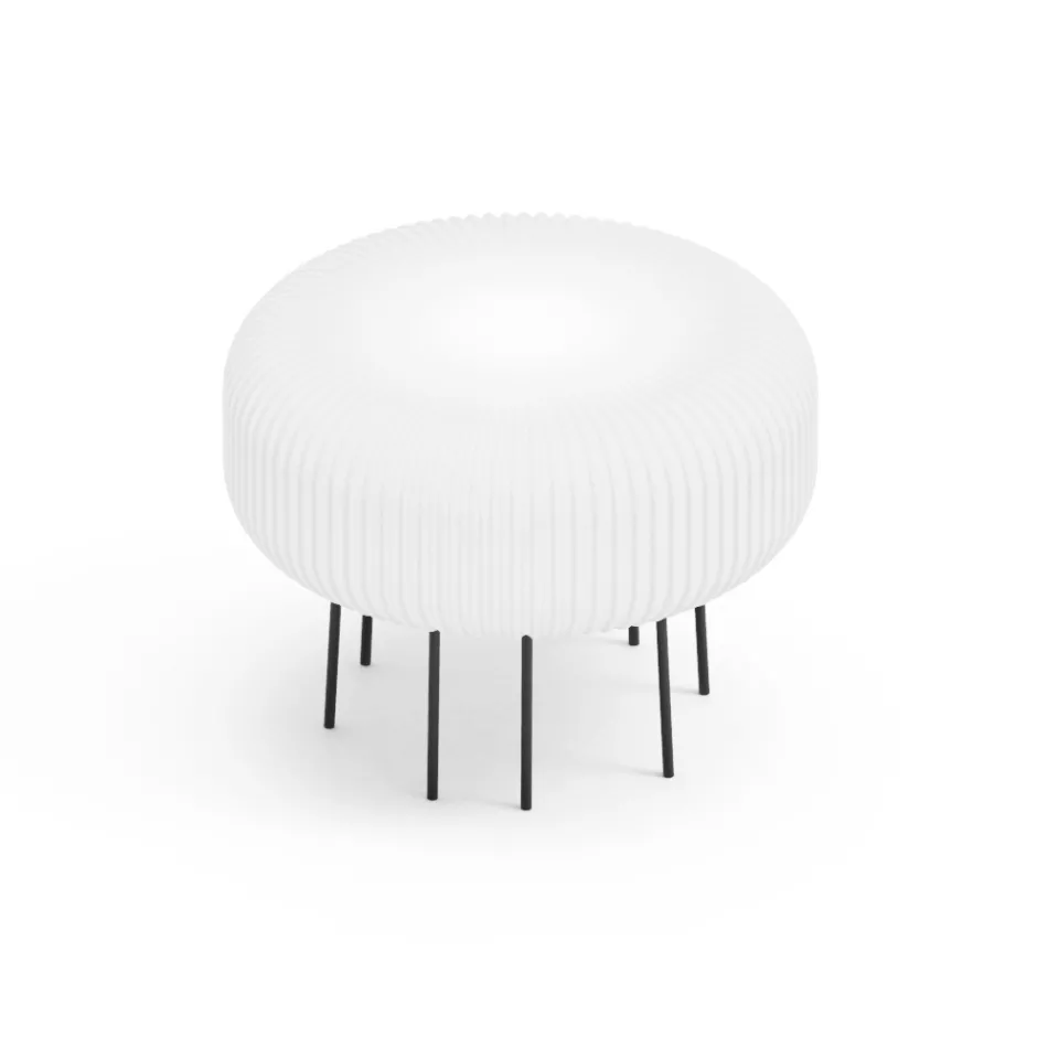 Lámpara de pie de exterior Disco en polietileno blanco, fabricada en Italia. viadurini