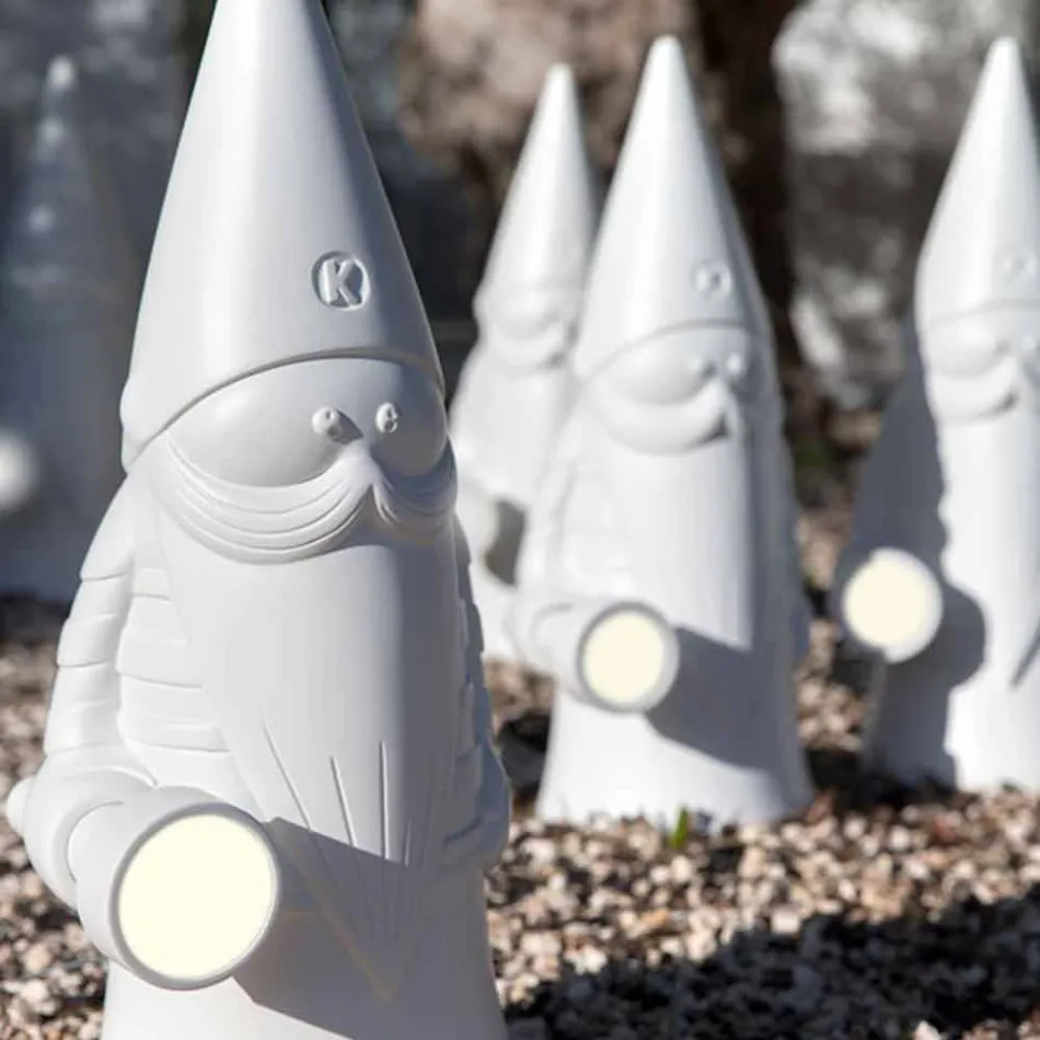 Lámpara de pie LED para exteriores en tecnopolímero blanco de diseño moderno - Nano viadurini