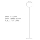 Lámpara de pie Isotta en cristal blanco, fabricada en Italia. viadurini