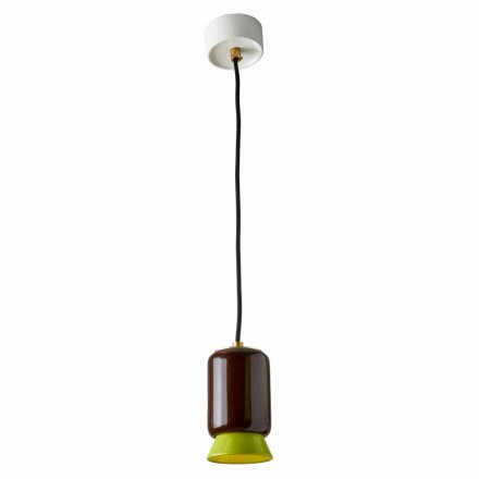 Lámpara de suspensión en cerámica coloreada hecha en Italia Asia. viadurini