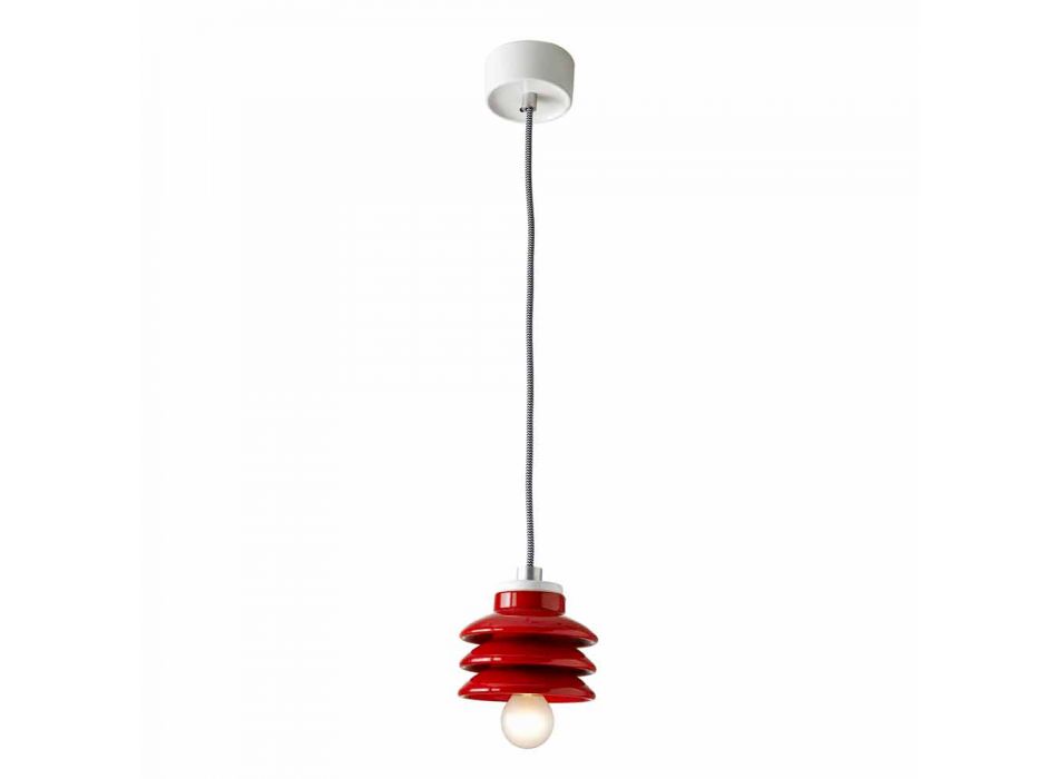 Lámpara colgante de diseño en cerámica roja hecha en Italia Asia viadurini