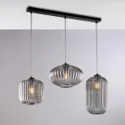 Lámpara de diseño de 3 luces de metal y vidrio negro para - Tucana viadurini