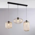 Lámpara de diseño de 3 luces de metal y vidrio negro para - Tucana viadurini