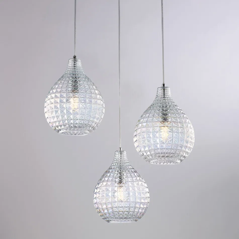 Lámpara de diseño de vidrio y metal fabricada en Italia para una decoración con estilo - Atlas viadurini