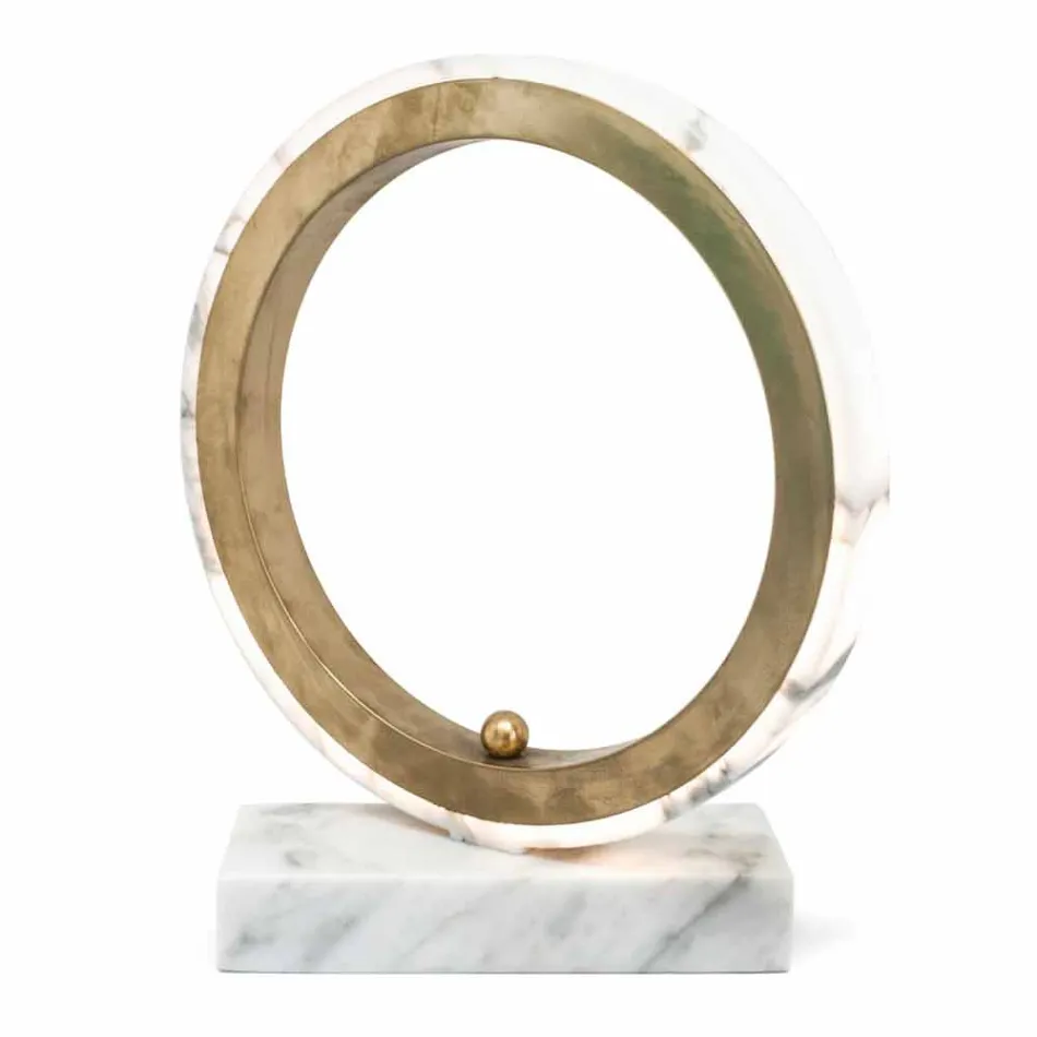 Lámpara en mármol blanco de Carrara y latón Made in Italy 2 dimensiones - Nazife viadurini