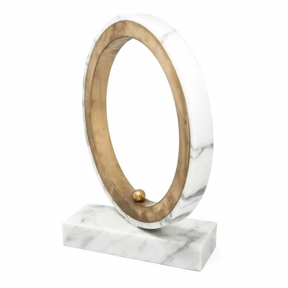 Lámpara en mármol blanco de Carrara y latón Made in Italy 2 dimensiones - Nazife viadurini