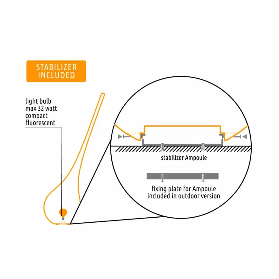 Lámpara de plástico de diseño con florero luminoso - Ampolla de Myyour viadurini