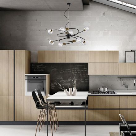 Lámpara de cristal y metal fabricada en Italia para espacios refinados – Venere viadurini