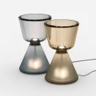 Lámpara de mesa LED de cristal soplado de Murano, fabricada en Italia - Isola viadurini