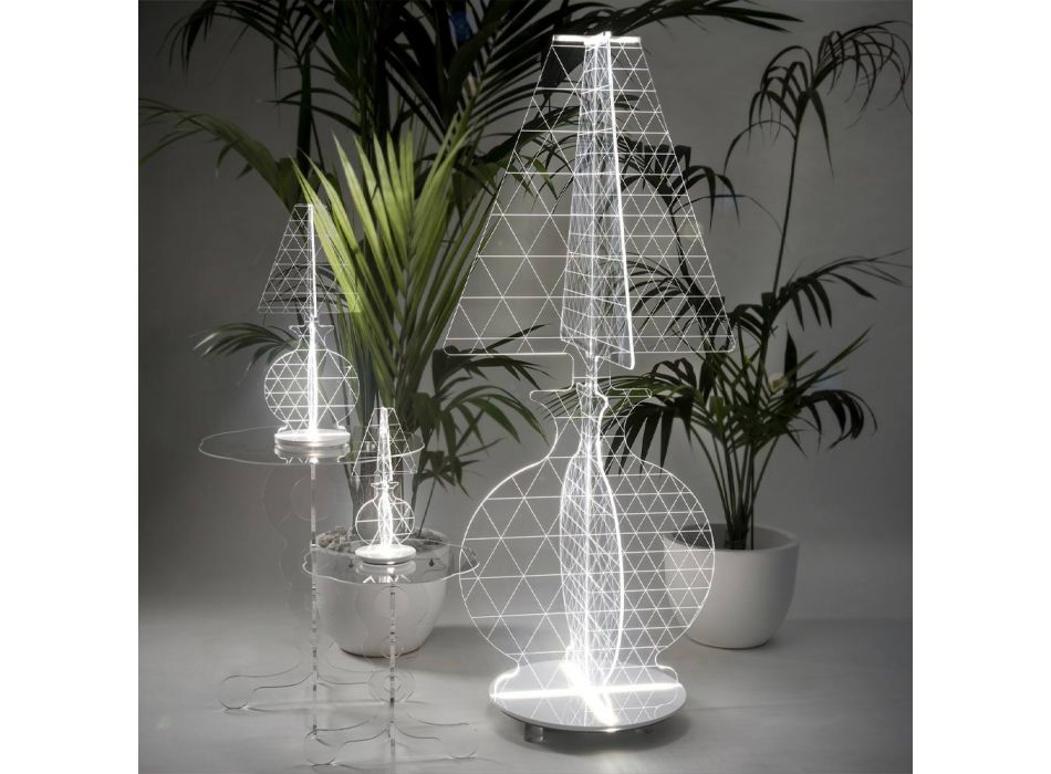 Lámpara de pie moderna de plexiglás marcado con láser 3 tamaños - Raissa viadurini