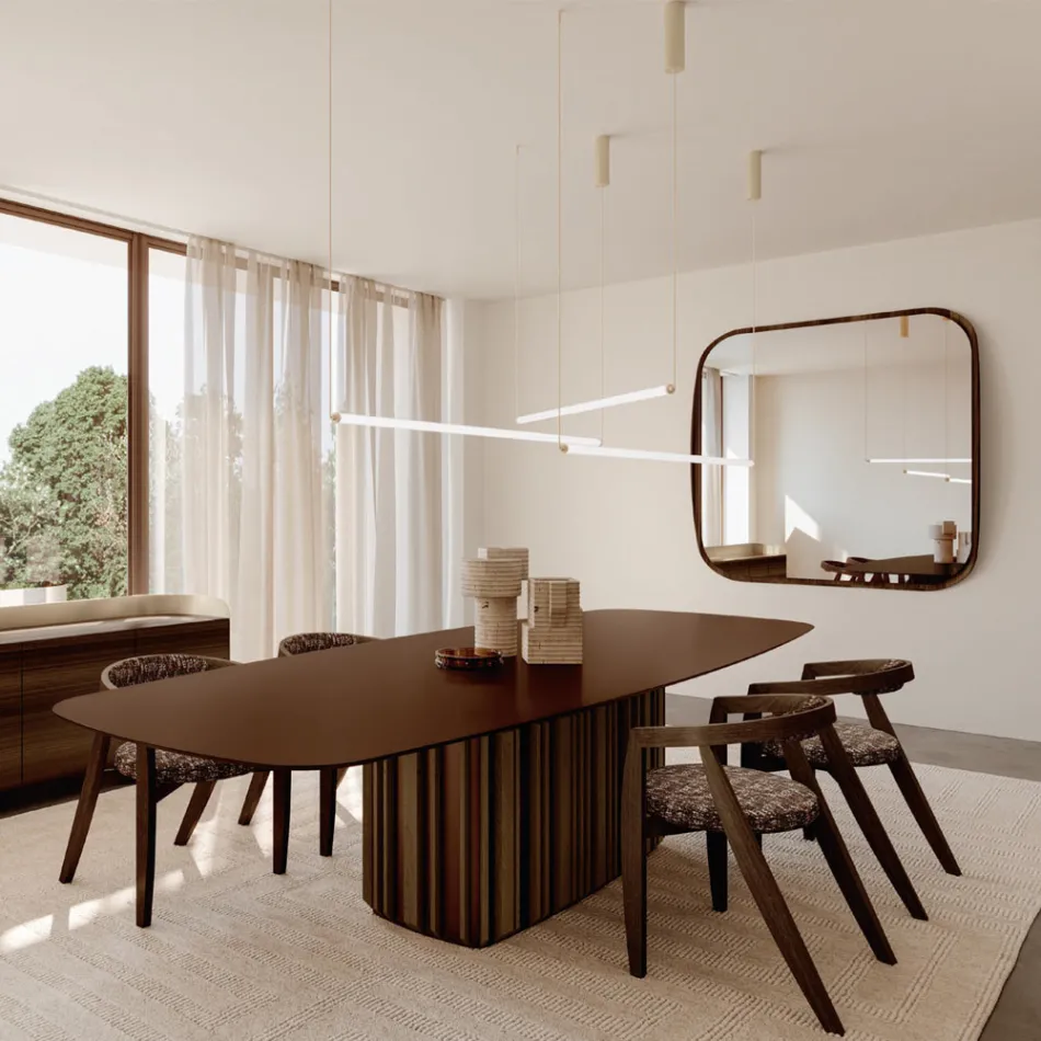 Lámpara LED moderna de cristal estriado con un diseño exclusivo fabricada en Italia - Lys viadurini