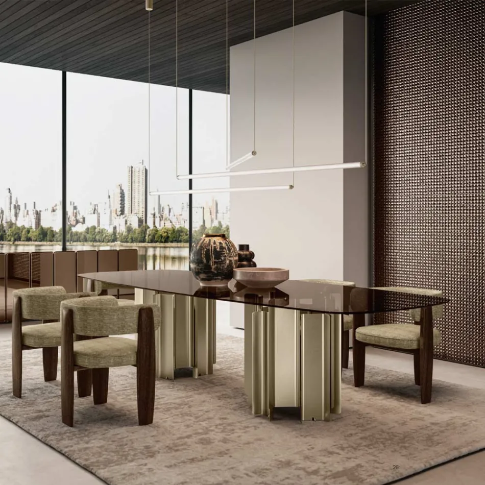 Lámpara LED moderna de cristal estriado con un diseño exclusivo fabricada en Italia - Lys viadurini