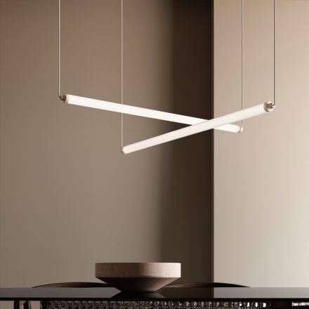 Lámpara LED moderna de cristal estriado con un diseño exclusivo fabricada en Italia - Lys viadurini