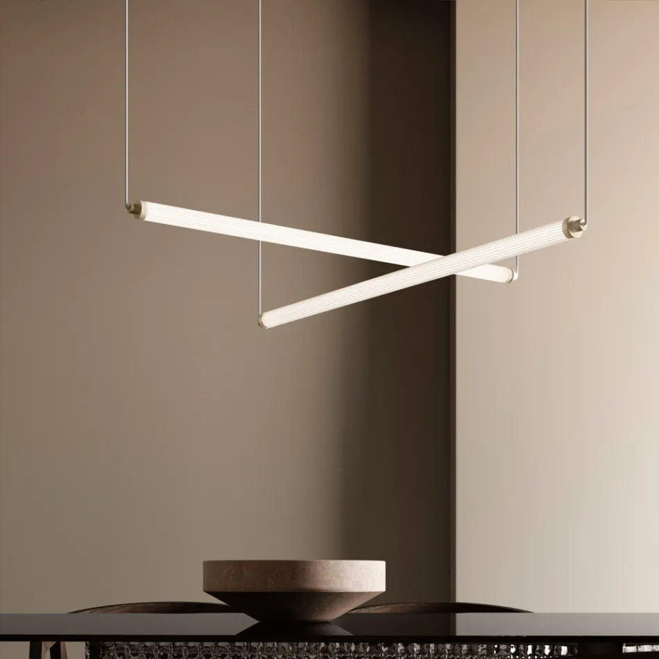 Lámpara LED moderna de cristal estriado con un diseño exclusivo fabricada en Italia - Lys viadurini