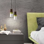 Lámpara suspendida moderna en latón y cerámica hecha en Italia Asia viadurini