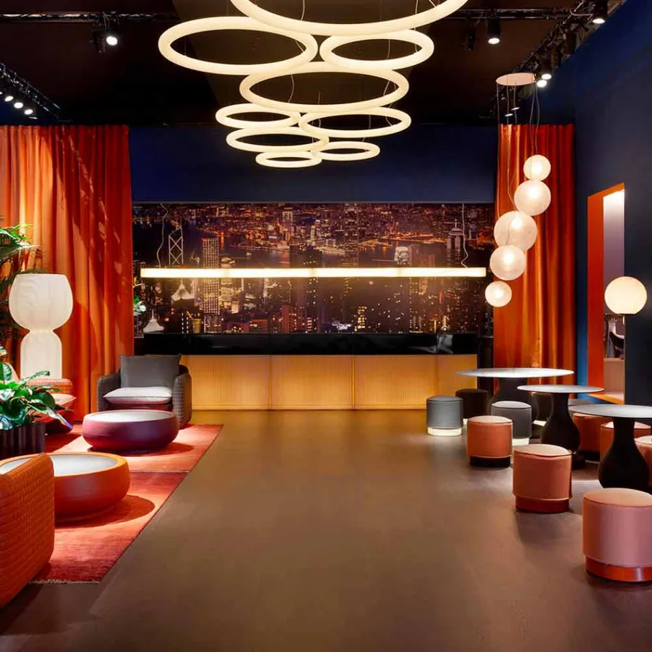 Lámpara de suspensión redonda moderna de polietileno Made in Italy - Slide Giotto viadurini