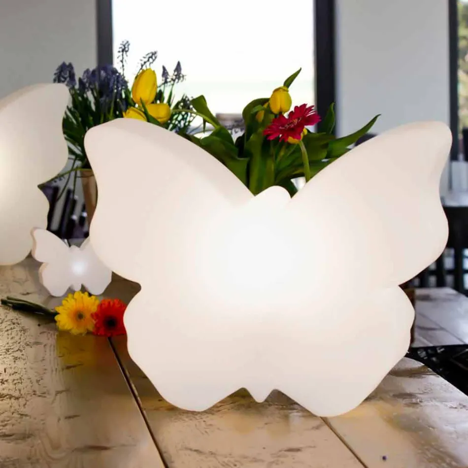 Lámpara para exteriores o interiores, White Butterfly Modern Design - Farfallastar viadurini