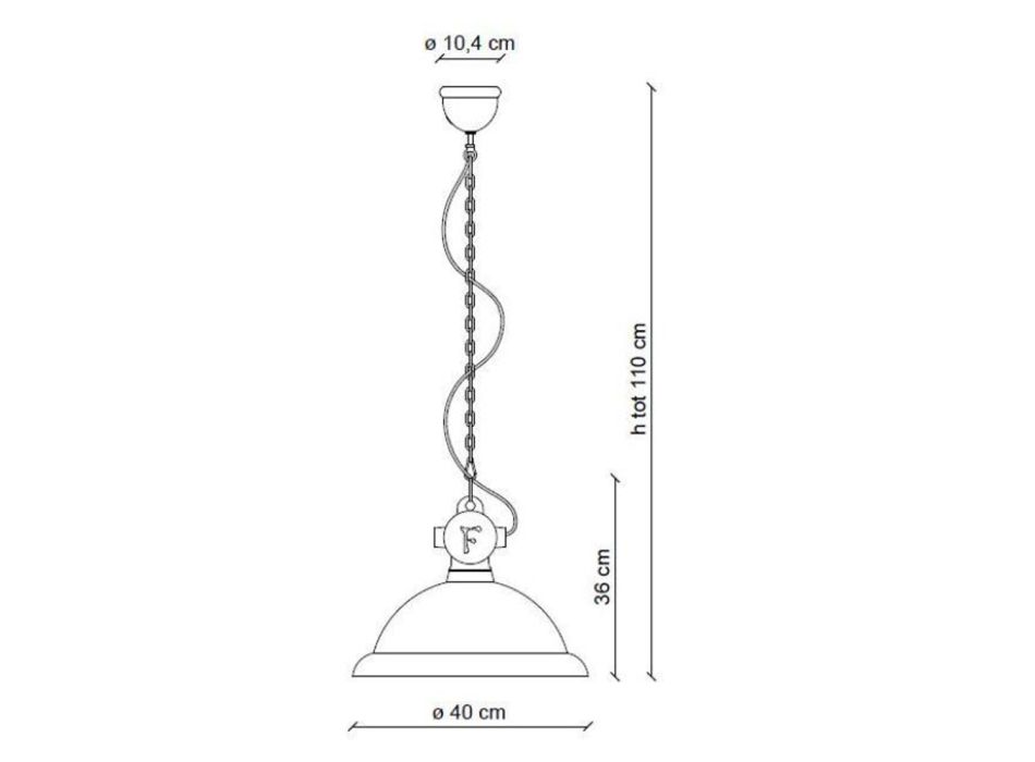 Lámpara de Suspensión Artesanal e Industrial Cerámica y Hierro - Industrial viadurini